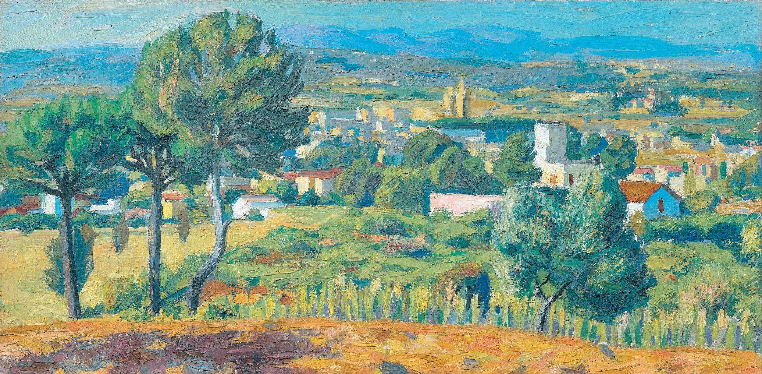 “Sant Cugat del Vallès”  Grau-Garriga, 1950.  Oli sobre tela 41 x 84 cm.