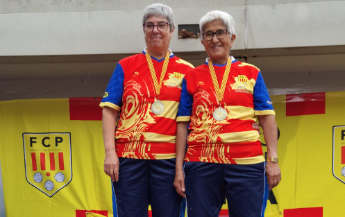 La dupla del Club Petanca Sant Cugat Atlètic va guanyar el Campionat de Catalunya per dobletes autonòmica. FOTO: Cedida
