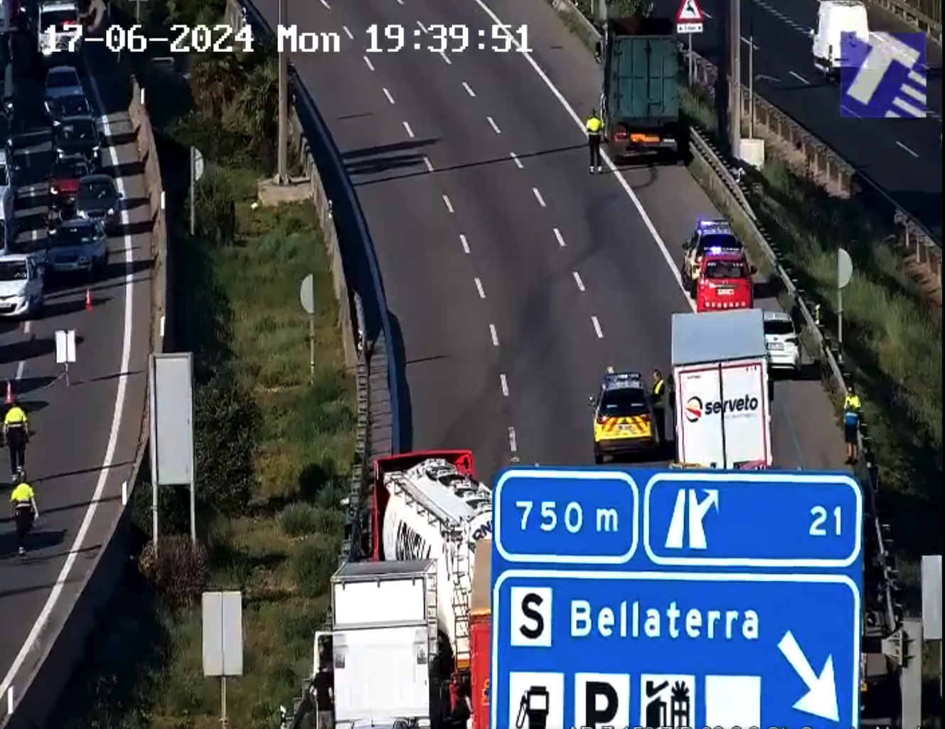 L'accident talla la calçada FOTO: Servei Català de Trànsit