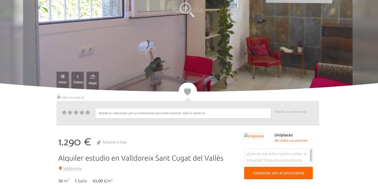 L'anunci al portal d'Habitaclia FOTO: Habitaclia