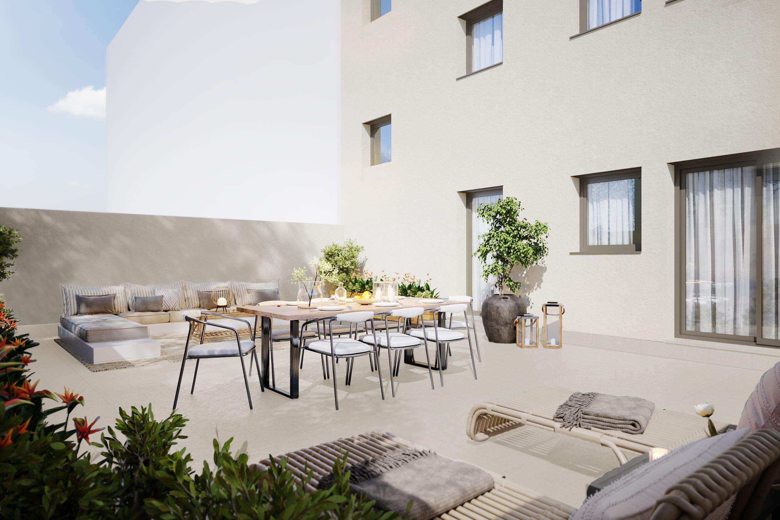 (Render) Terrassa d'un dels habitatges de la promoció Cordelles a Cerdanyola de Maheco Constructora. FOTO: Cedida