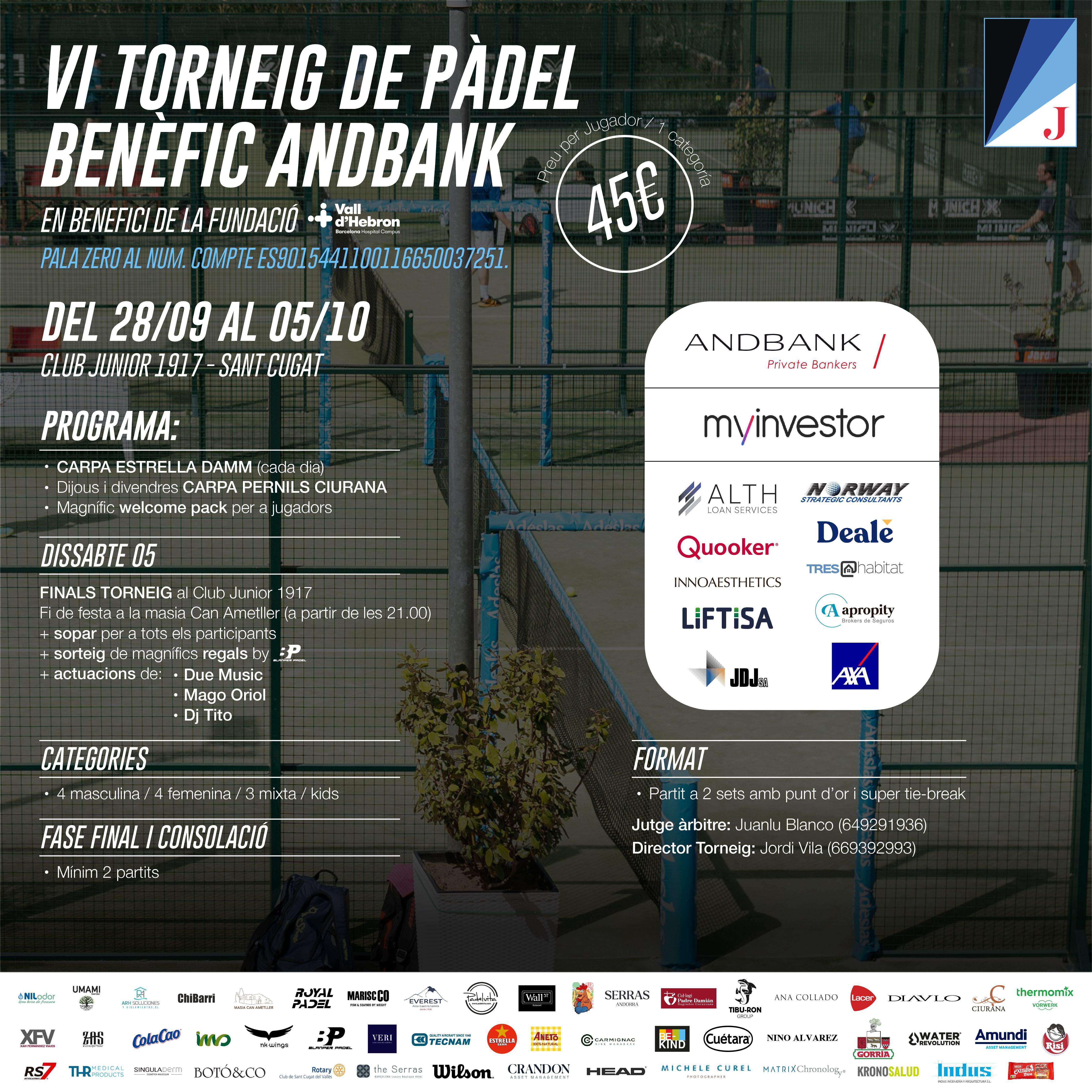  del Torneig de Pàdel Benèfic ANDBANK. FOTO: Club Junior 1917