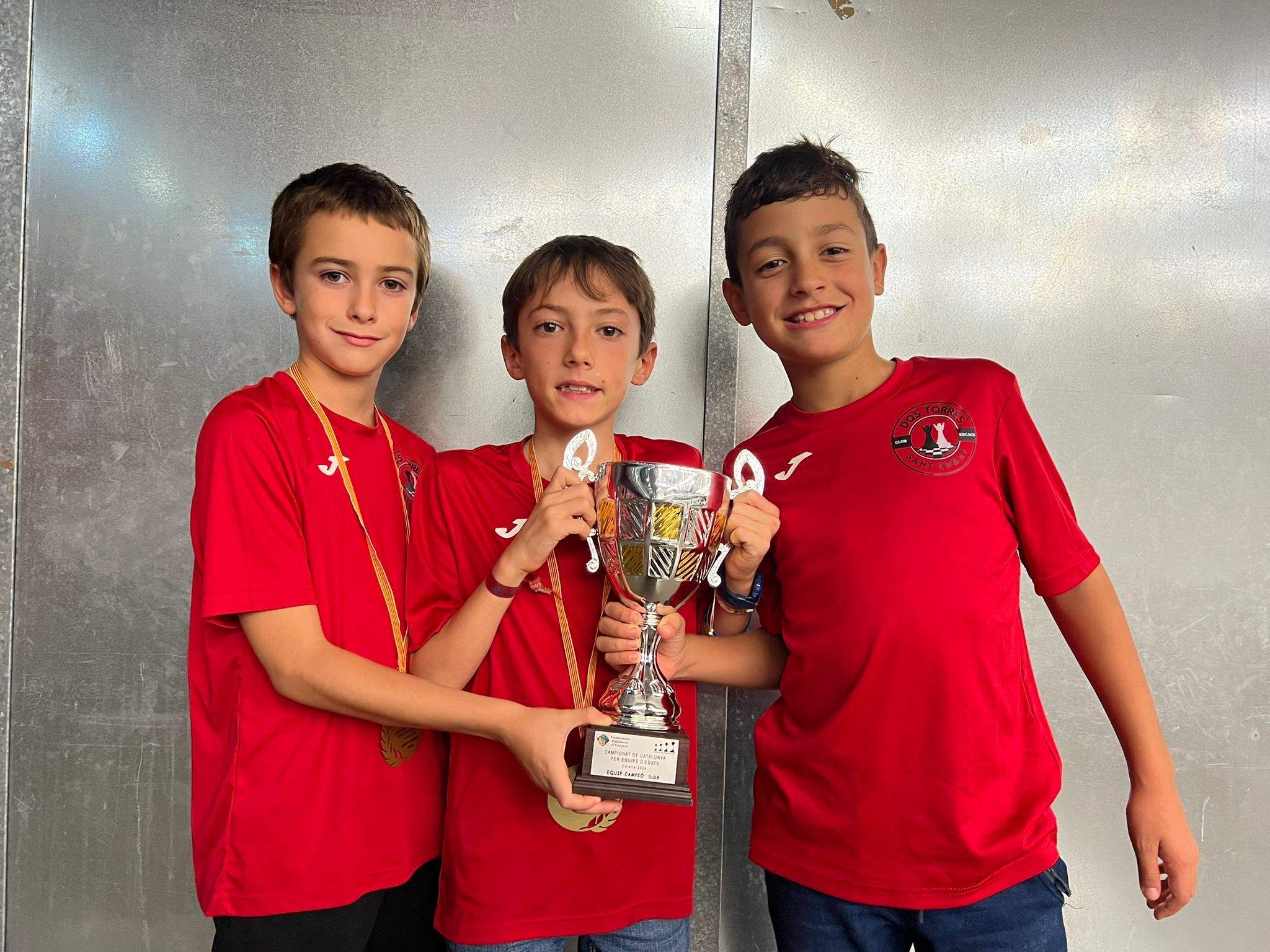 L'equip sub-8 del Club d'Escacs Dos Torres Sant Cugat va guanyar el Campionat de Catalunya d'Escacs per equips. FOTO: Cedida