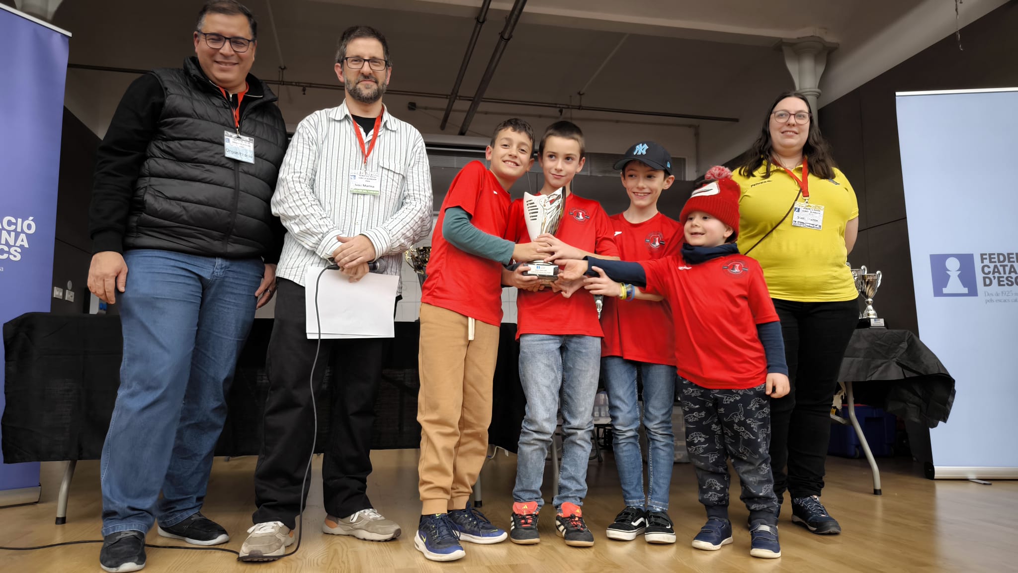L'equip sub-8 del Club d'Escacs Dos Torres Sant Cugat, campió de Catalunya. FOTO: Cedida