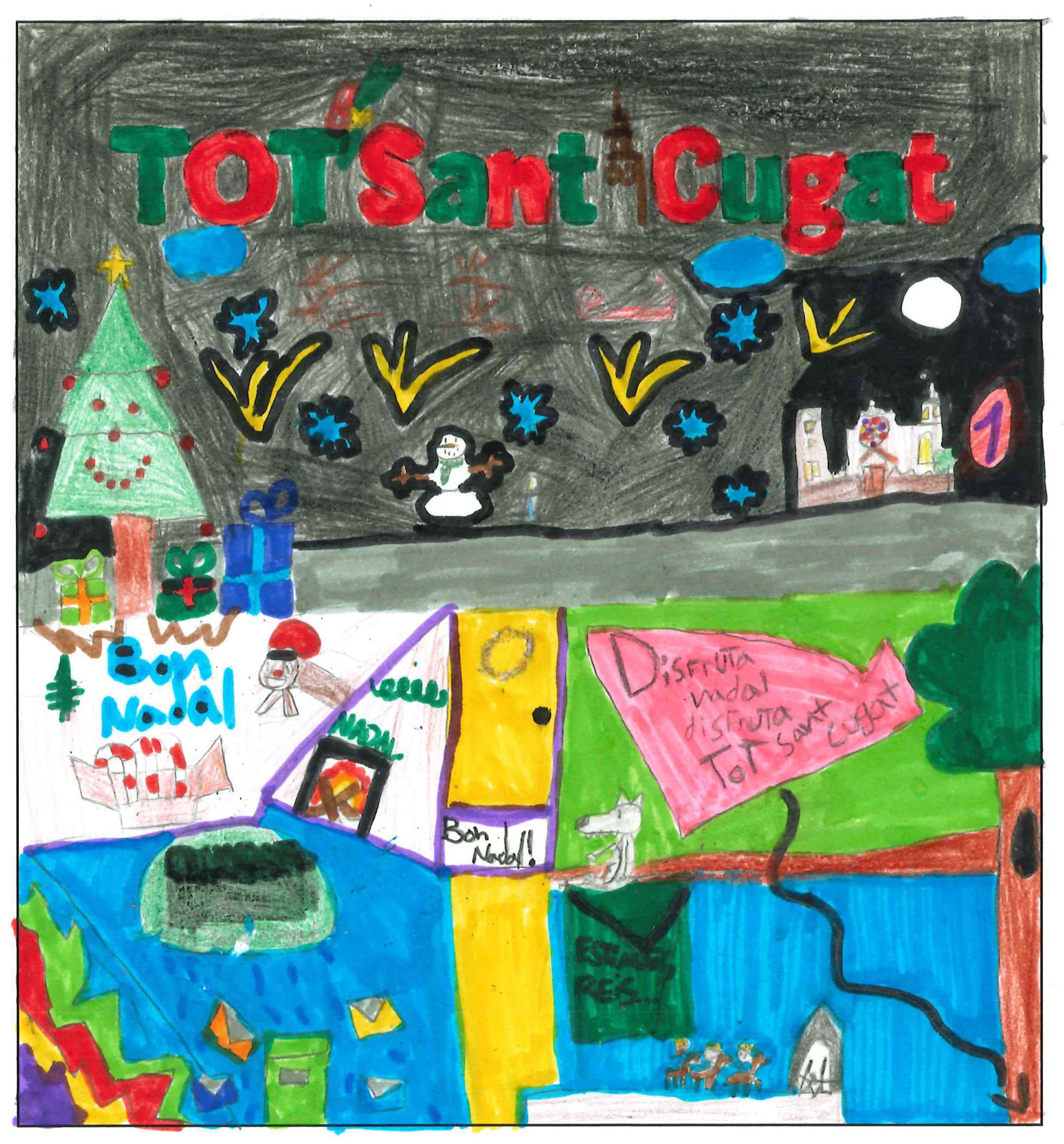 Postal de l'Escola Pi d'en Xandri del concurs del TOT Sant Cugat 