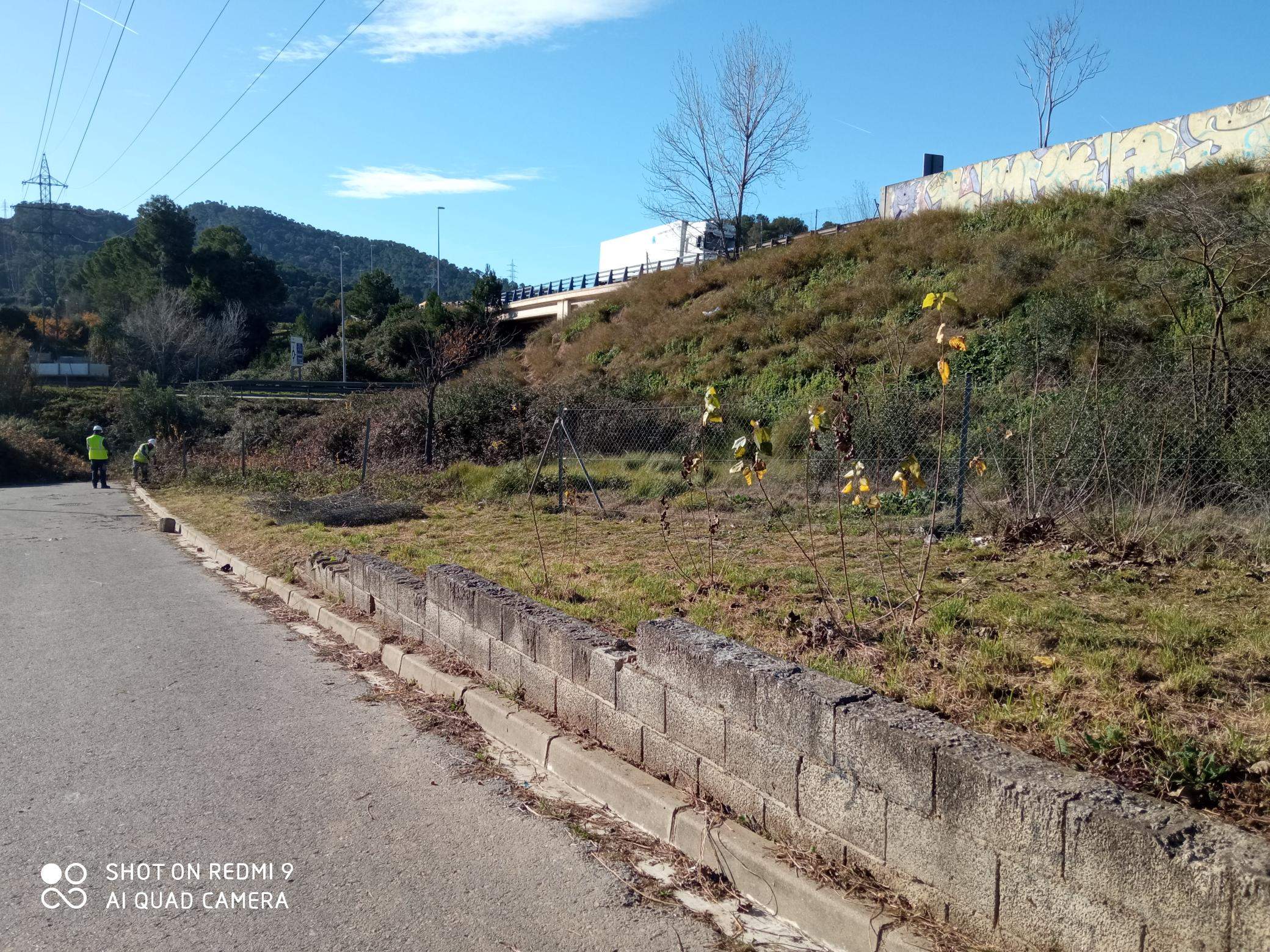 Treballs de desbrossament a tocar de l'AP-7 a Mira-sol FOTO: Ajuntament