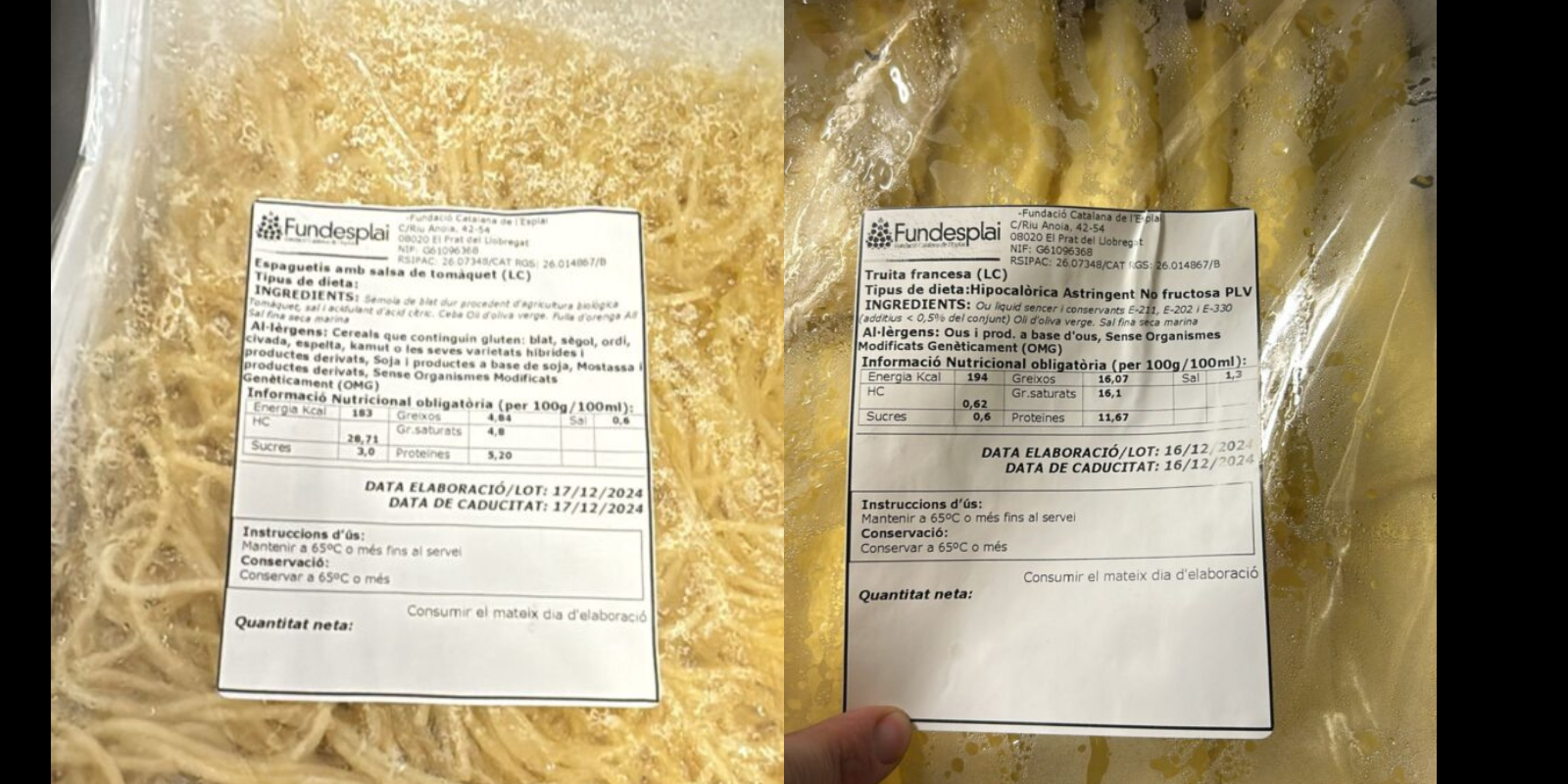 Imatges del menjar difoses per CGT FOTO: CGT