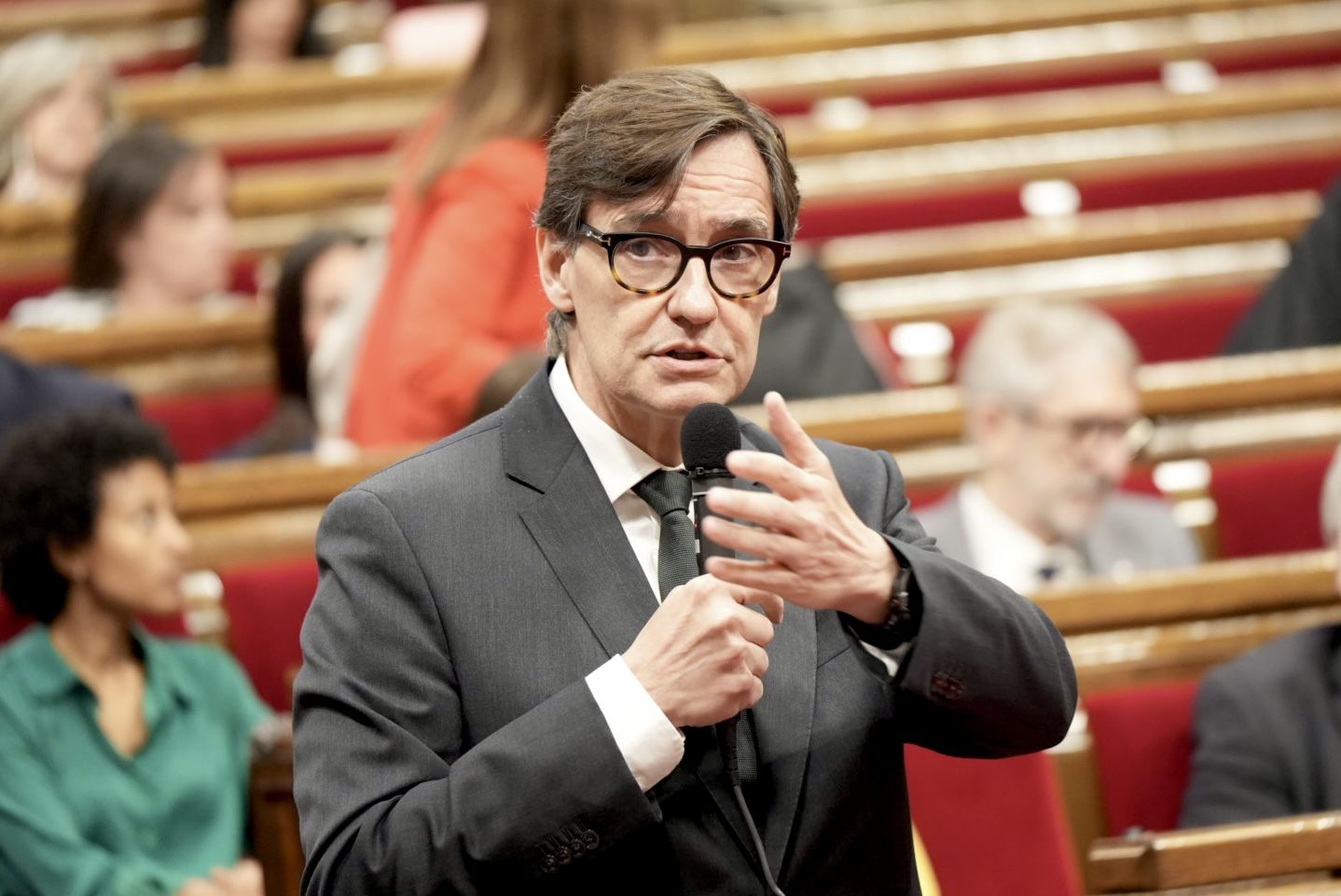 El president de la Generalitat, Salvador Illa, a la sessió de control del Parlament. FOTO: ACN