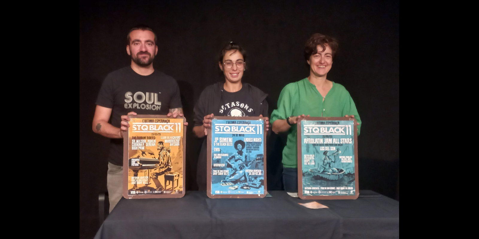 D'esquerra a dreta: Riki Undersounds, Paloma Ventura i Núria Escamilla a la presentació del festival StQBlack. FOTO: TOT Sant Cugat