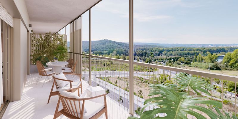 Terrassa d'un dels habitatges de CULMIA Xaloc Parc de l'Alba. FOTO: Cedida