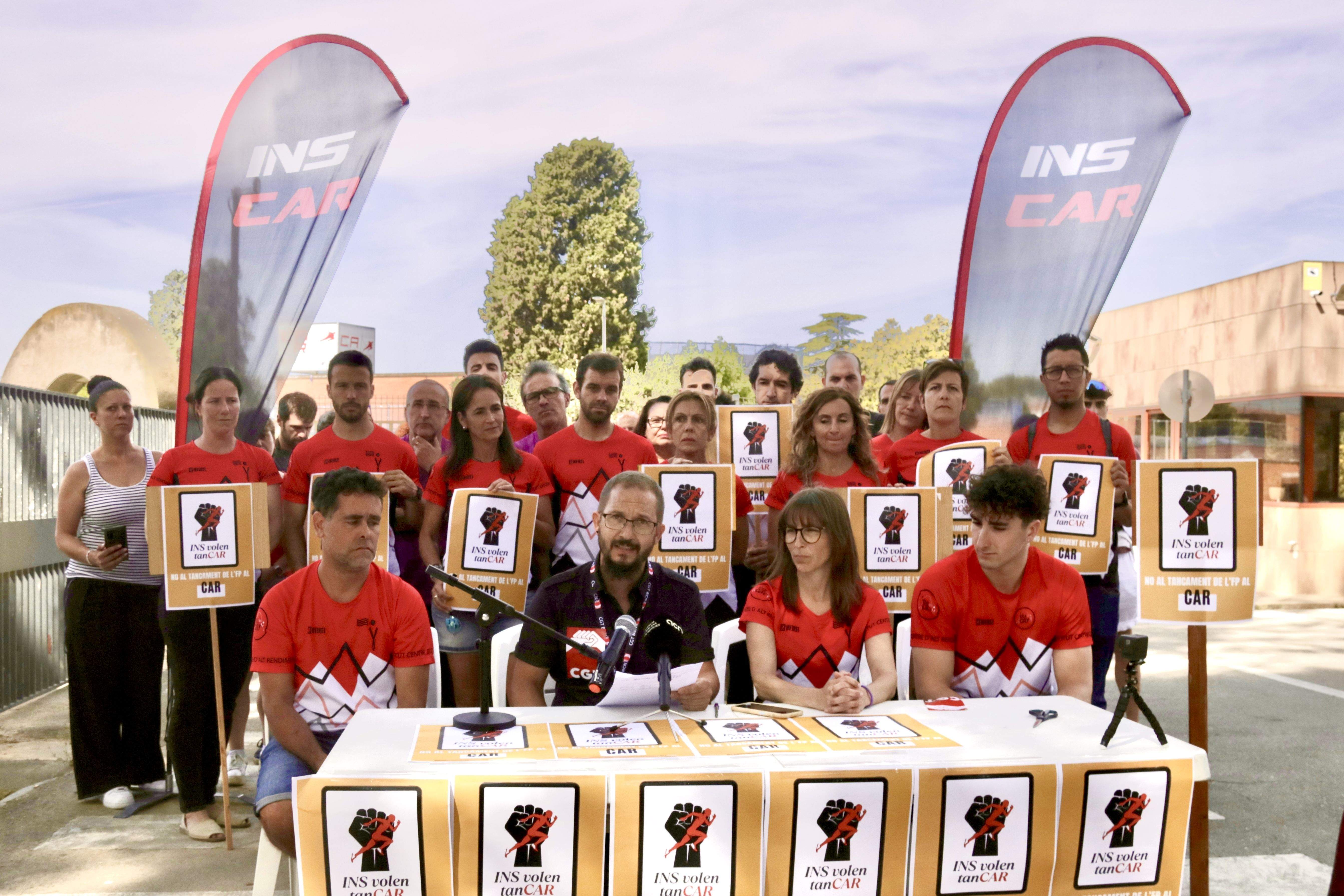 Roda de premsa de l'Assamblea de Treballadors de l'institut CAR. FOTO: ACN