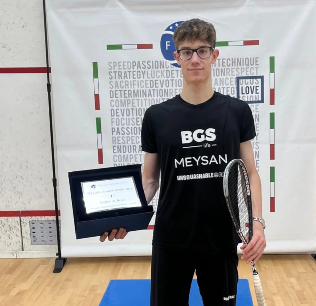 Marc Altarriba, campió de l'Italian Junior Open sub 19 d'squash. FOTO: Cedida