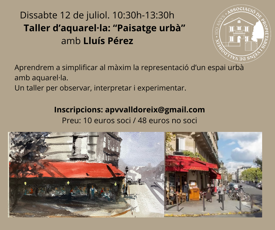 Taller d’aquarel·la “Paisatge urbà”. FOTO: APVValldoreix