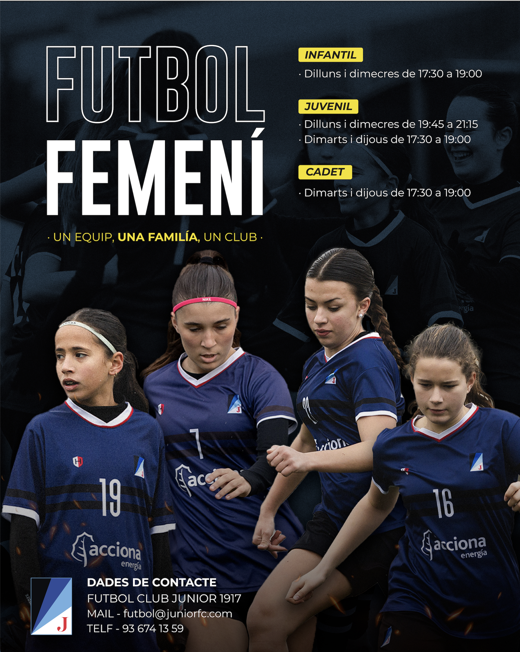 El Club Junior amplia els equips de futbol femení i busca incorporar noves jugadores. FOTO: Club Junior 1917