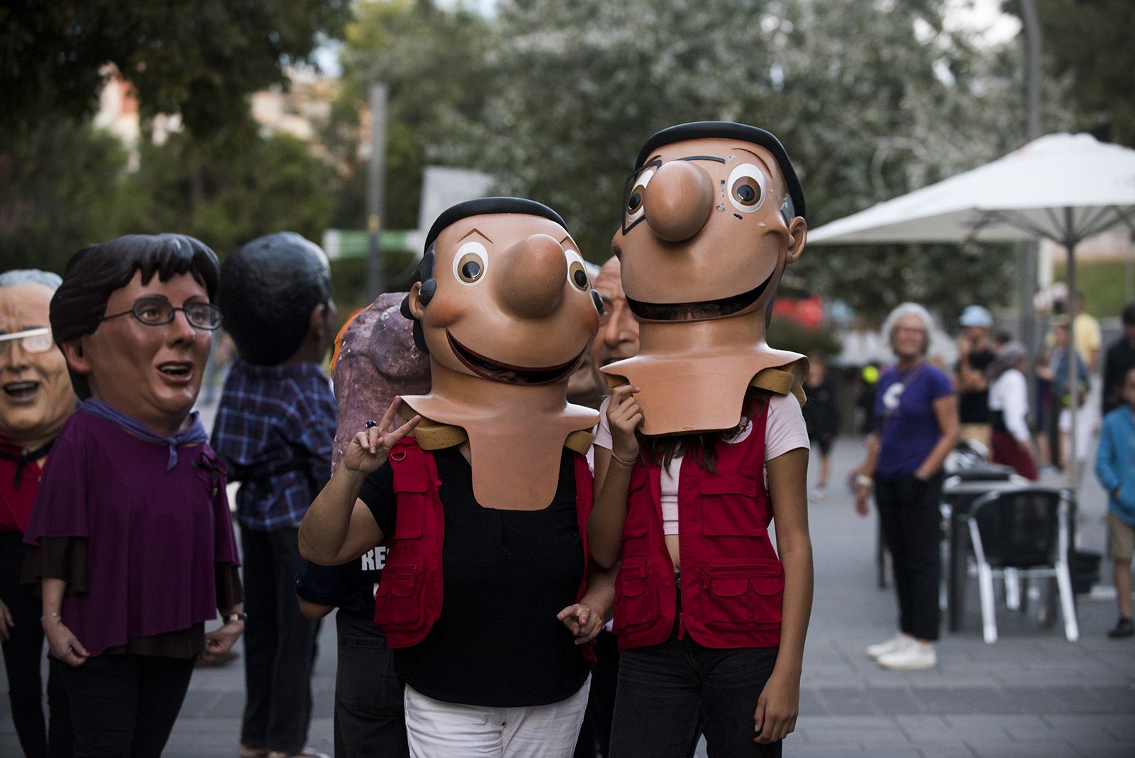 En Medir i en Cugat, els caparrots del TOT Sant Cugat, en la Trobada trabucaire. FOTO: Bernat Millet.