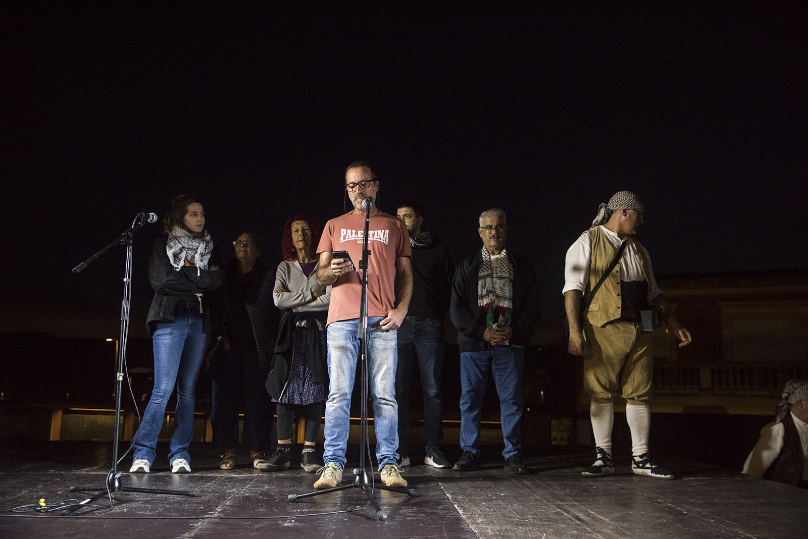Sant Cugat amb Palestina ha llegit un manifest en la Trobada trabucaire. FOTO: Bernat Millet.