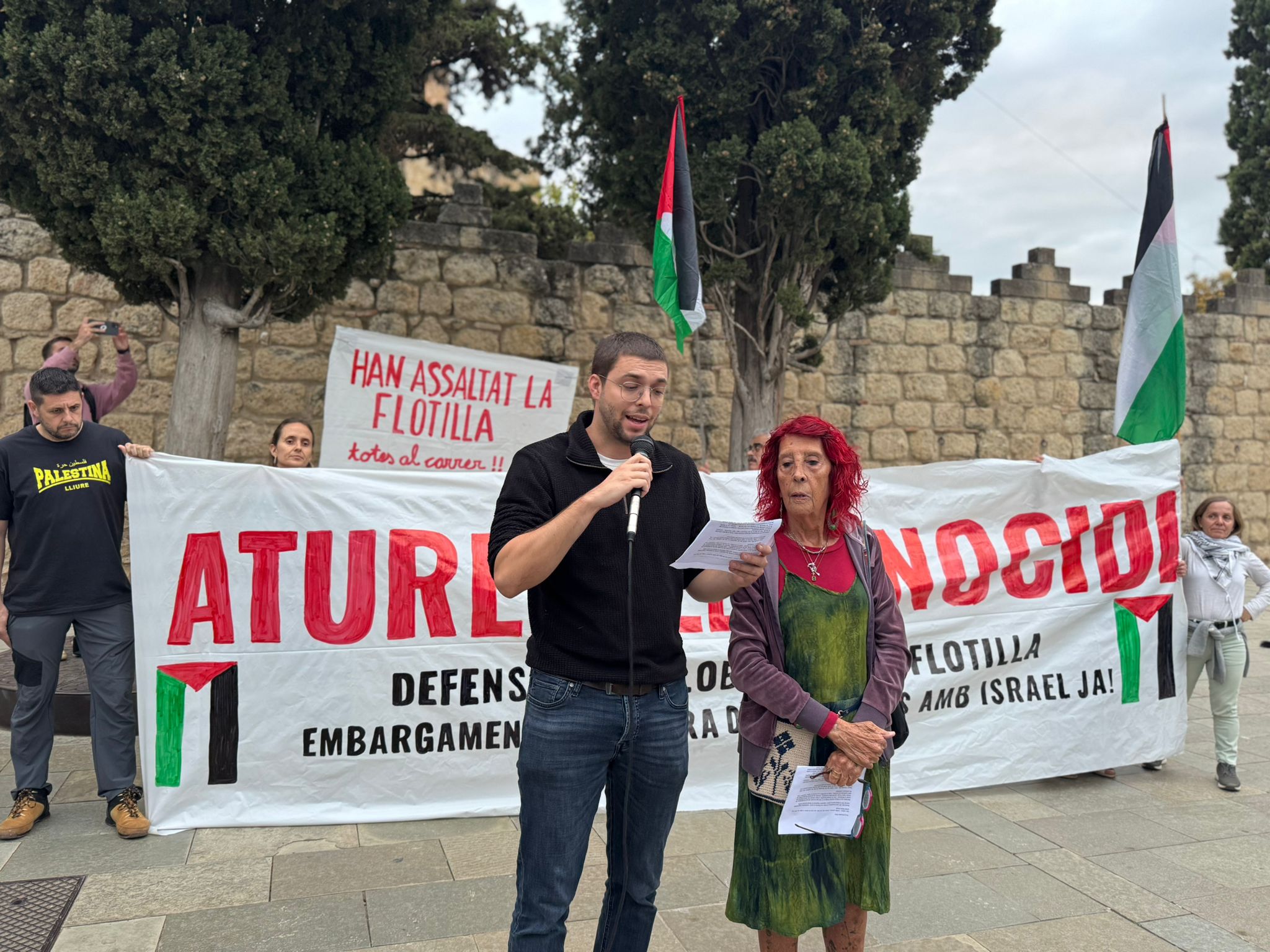 Concentració a favor de la Global Sumud Flotilla de Sant Cugat amb Palestina. FOTO: TOT