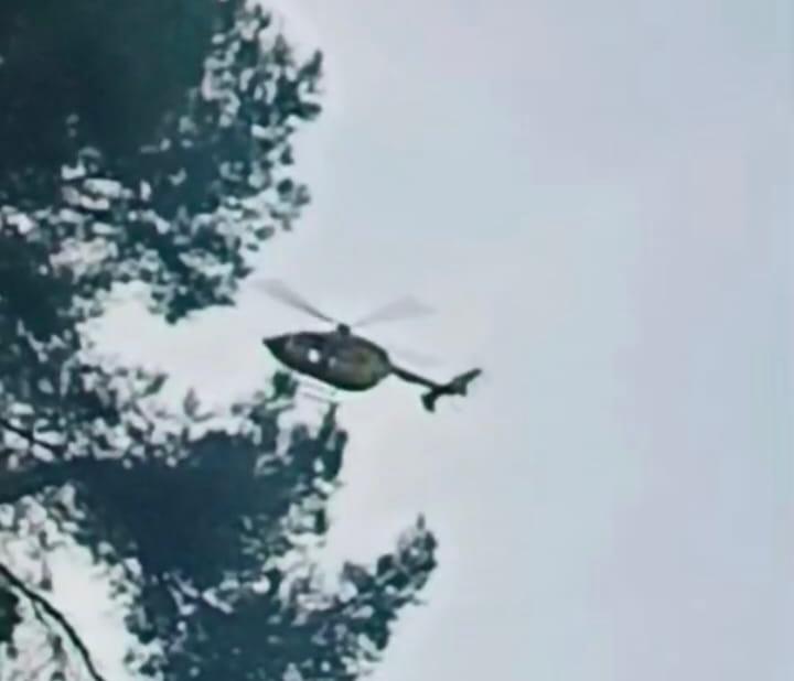 L'helicòpter que ha evacuat l'home desorientat. FOTO: Cedida