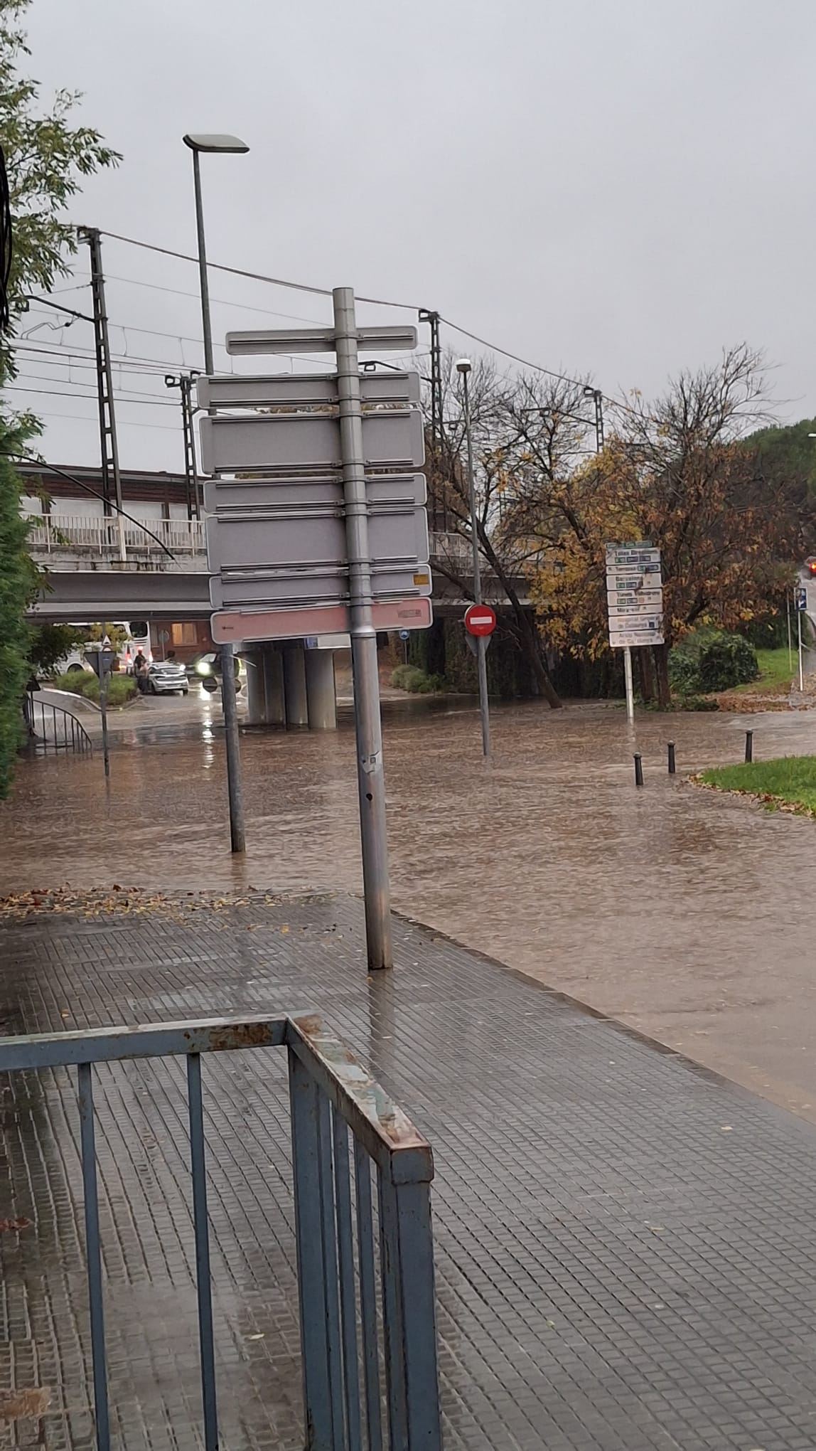 Inundacions sota el pont del carrer Martot. FOTO: Cedida