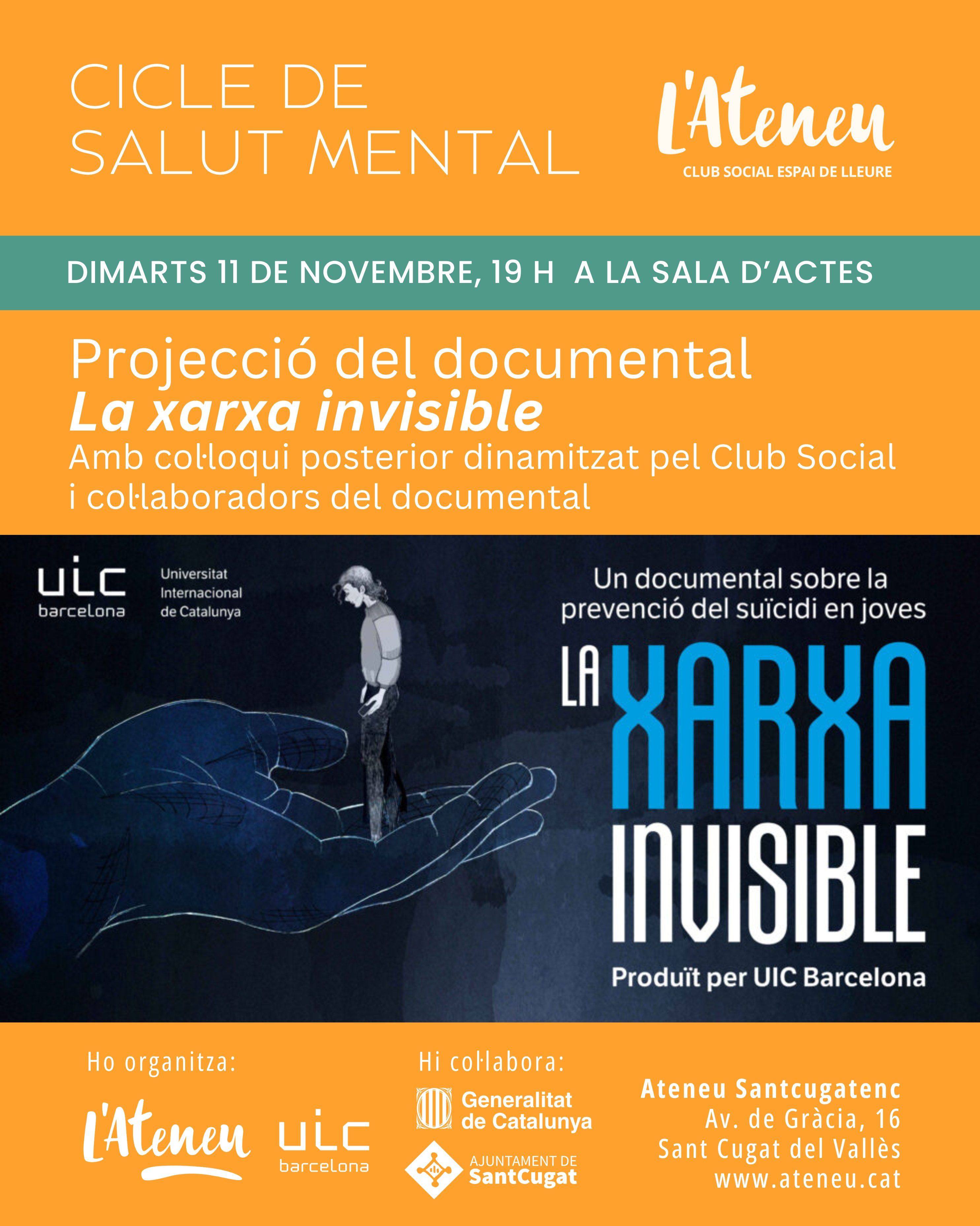 Cinefòrum sobre Salut Mental: Un documental sobre la prevenció del suïcidi en joves. FOTO: Ateneu
