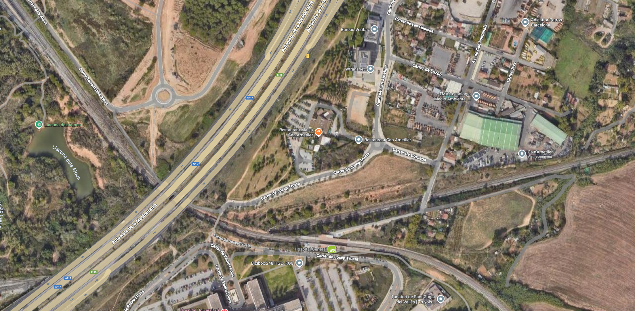 La masia de Ca n'Ametller i el seu àmbit FOTO: Google Maps