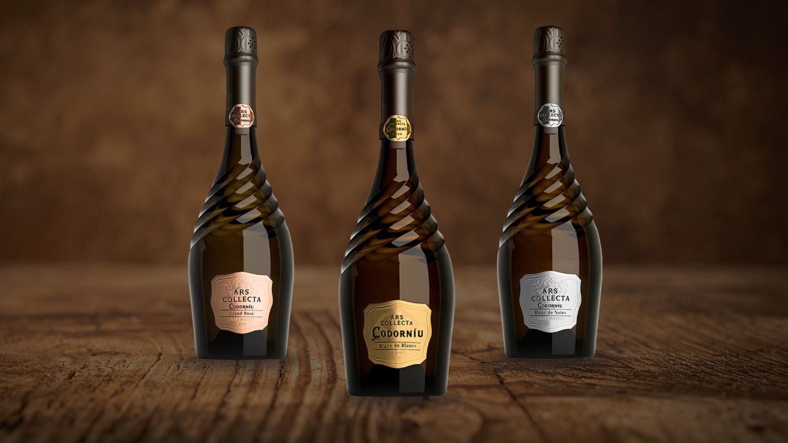 Imatge dels tres caves d'Ars Collecta: Gran Reserva Blanc de Noirs, Gran Reserva Blanc de Blancs i Grand Rosé Reserva FOTO: Cedida