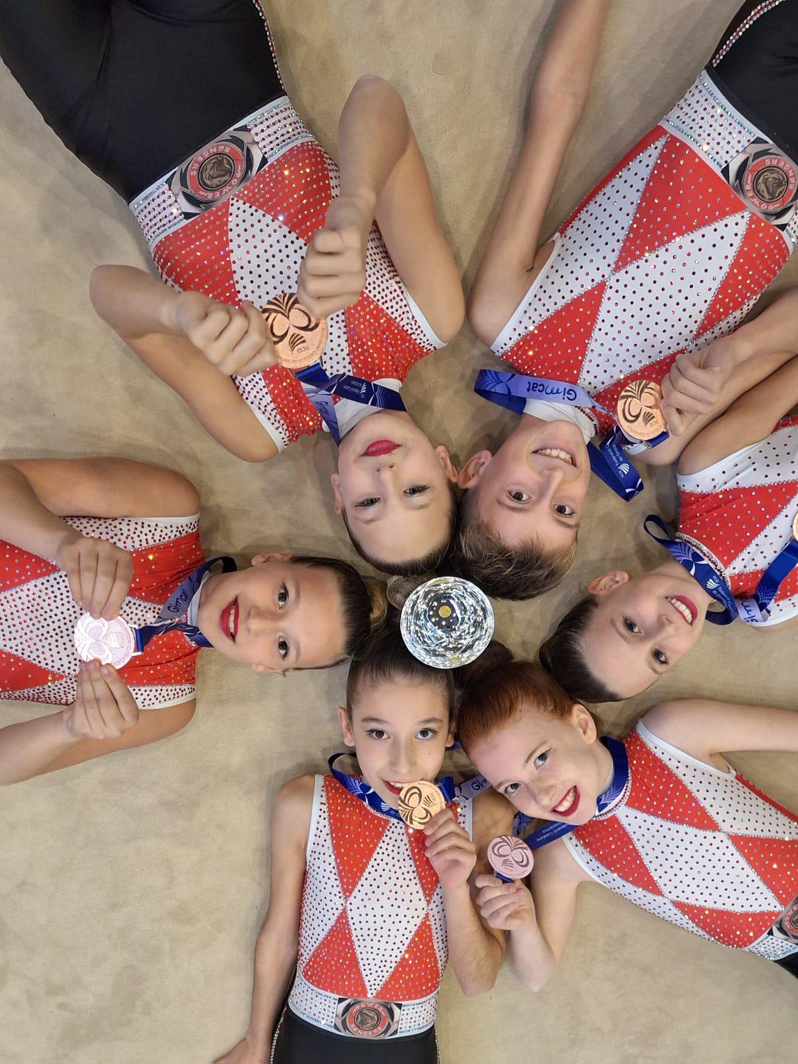 L'equip aleví N4 del Gimnàstica Sant Cugat va ser bronze en el Campionat de Catalunya Conjunts Tardor. FOTO: Cedida
