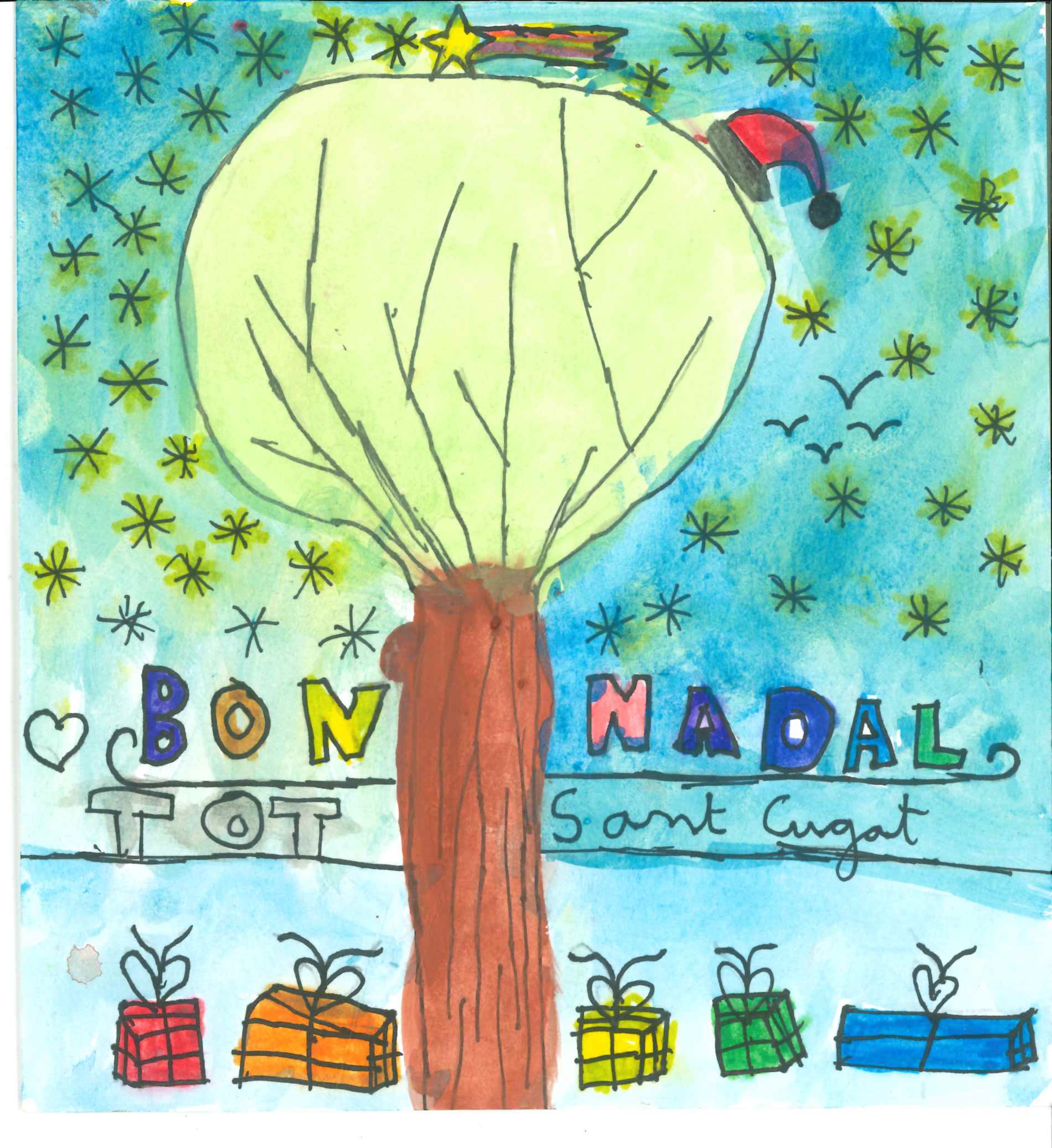 Postal de l'Escola Thau Sant Cugat del concurs del TOT Sant Cugat