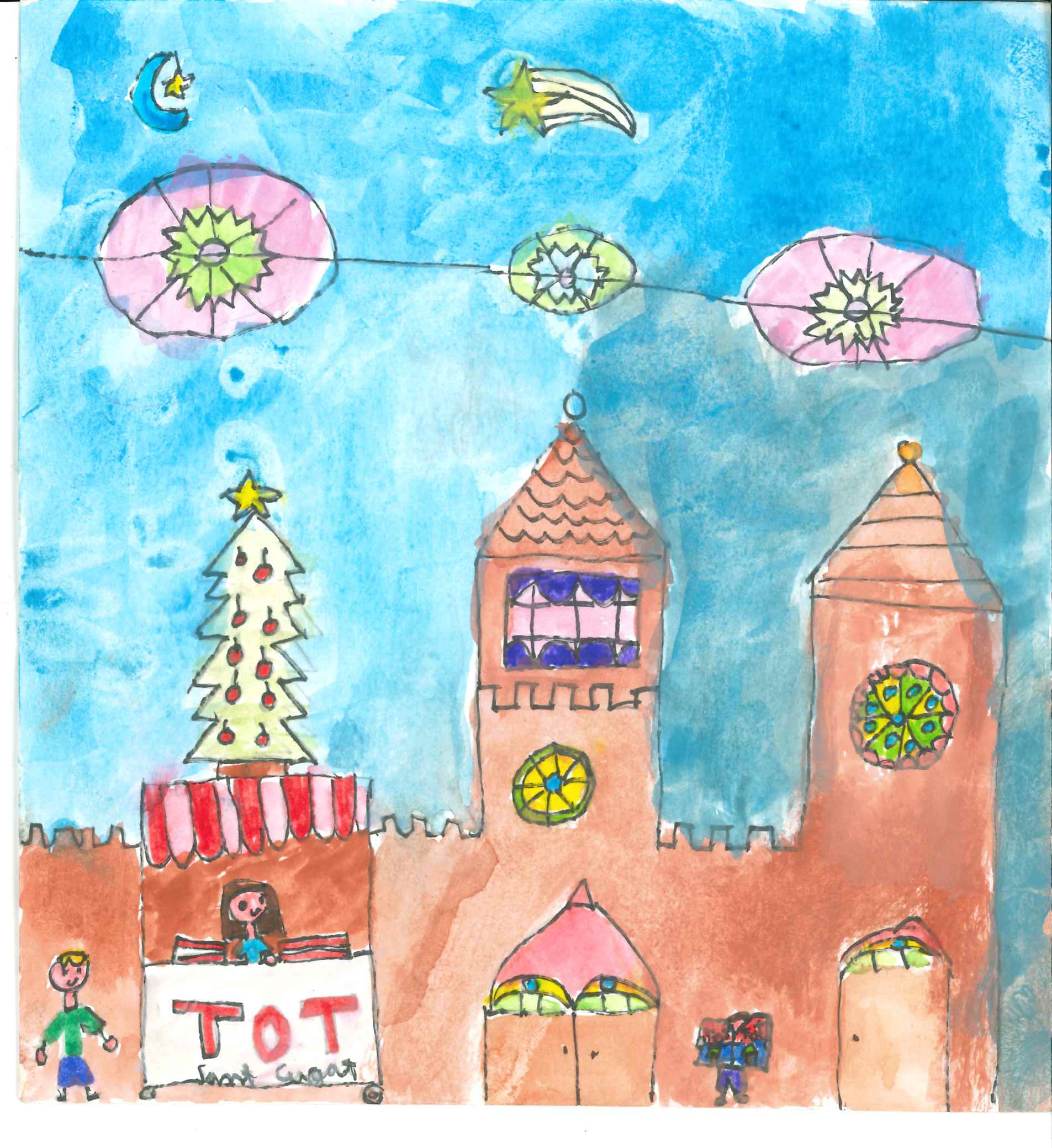 Postal de l'Escola Thau Sant Cugat del concurs del TOT Sant Cugat