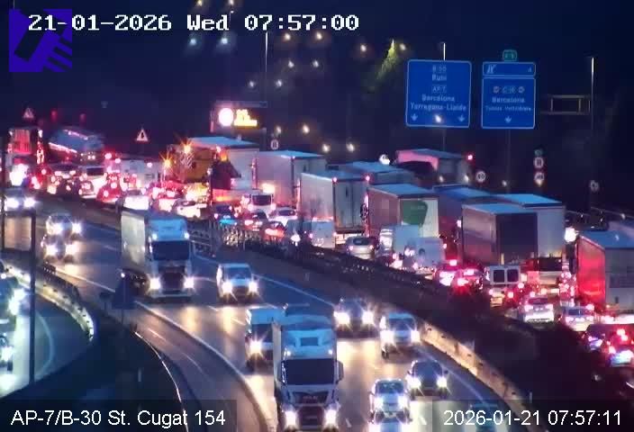 L'AP-7 en el seu pas per Sant Cugat aquest 21 de gener FOTO: Trànsit