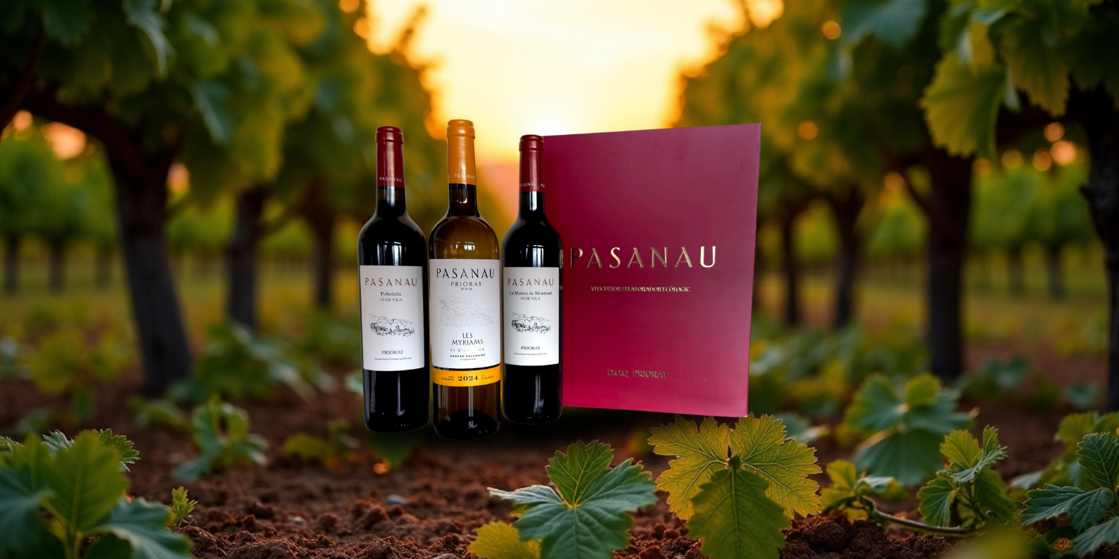 Els tres vins, dos negres i un blanc, del Celler Pasanau FOTO: Cedida