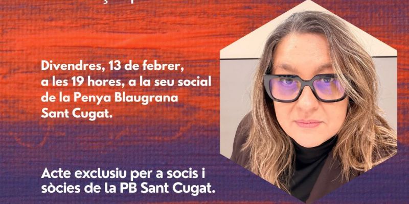 Cartell xerrada Elena Fort a la PB Sant Cugat FOTO: Cedida