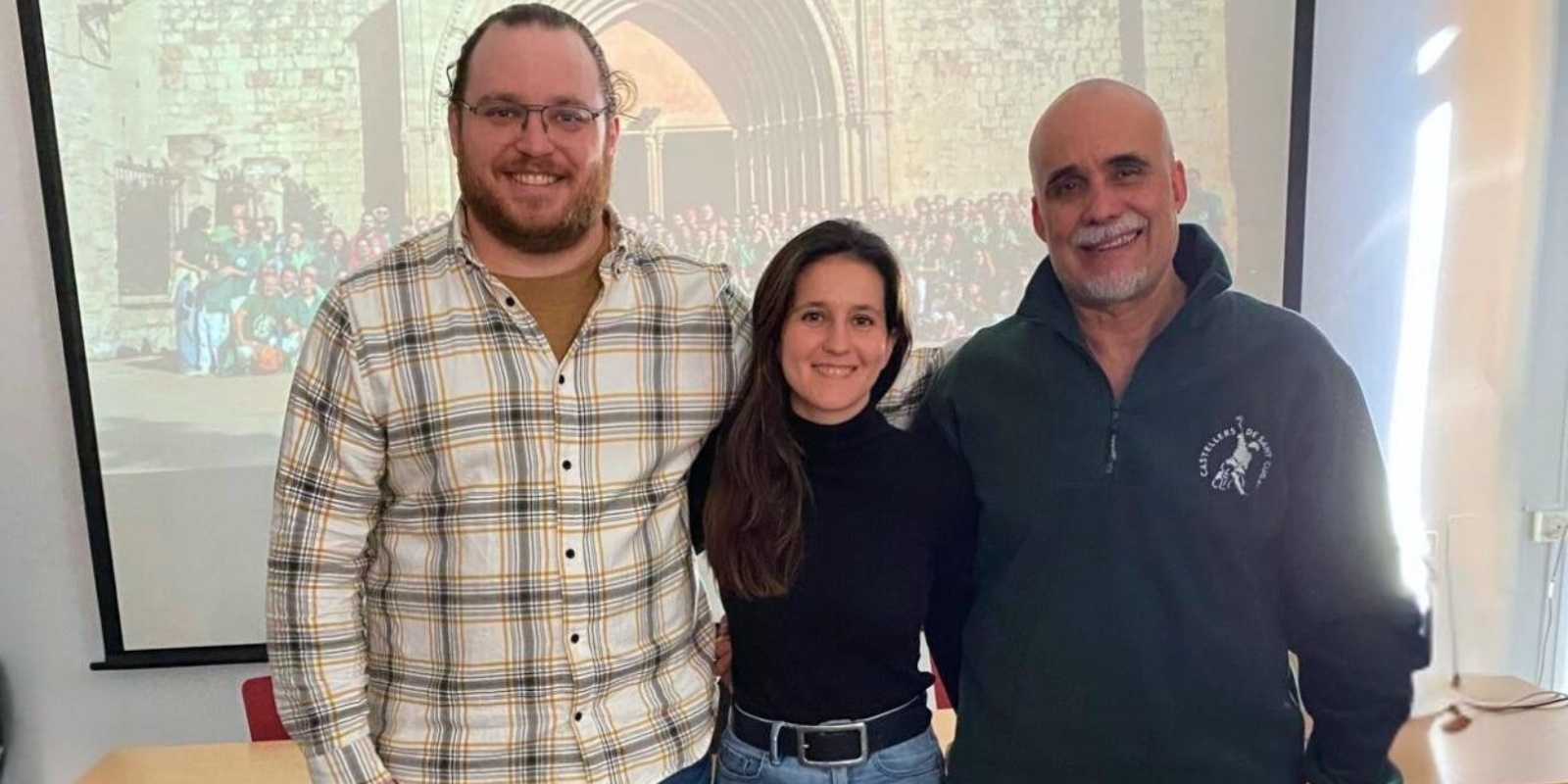 D'esquerra a dreta: Víctor Biete, Marina Pons i Miquel Torregrossa. FOTO: Castellers de Sant Cugat 