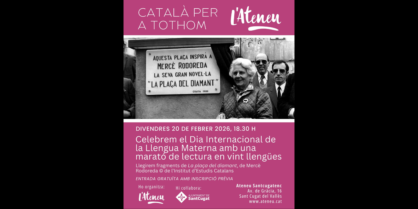 Marató de lectura en diferents idiomes pel Dia Internacional de la Llengua Materna. FOTO: Ateneu Santcugatenc