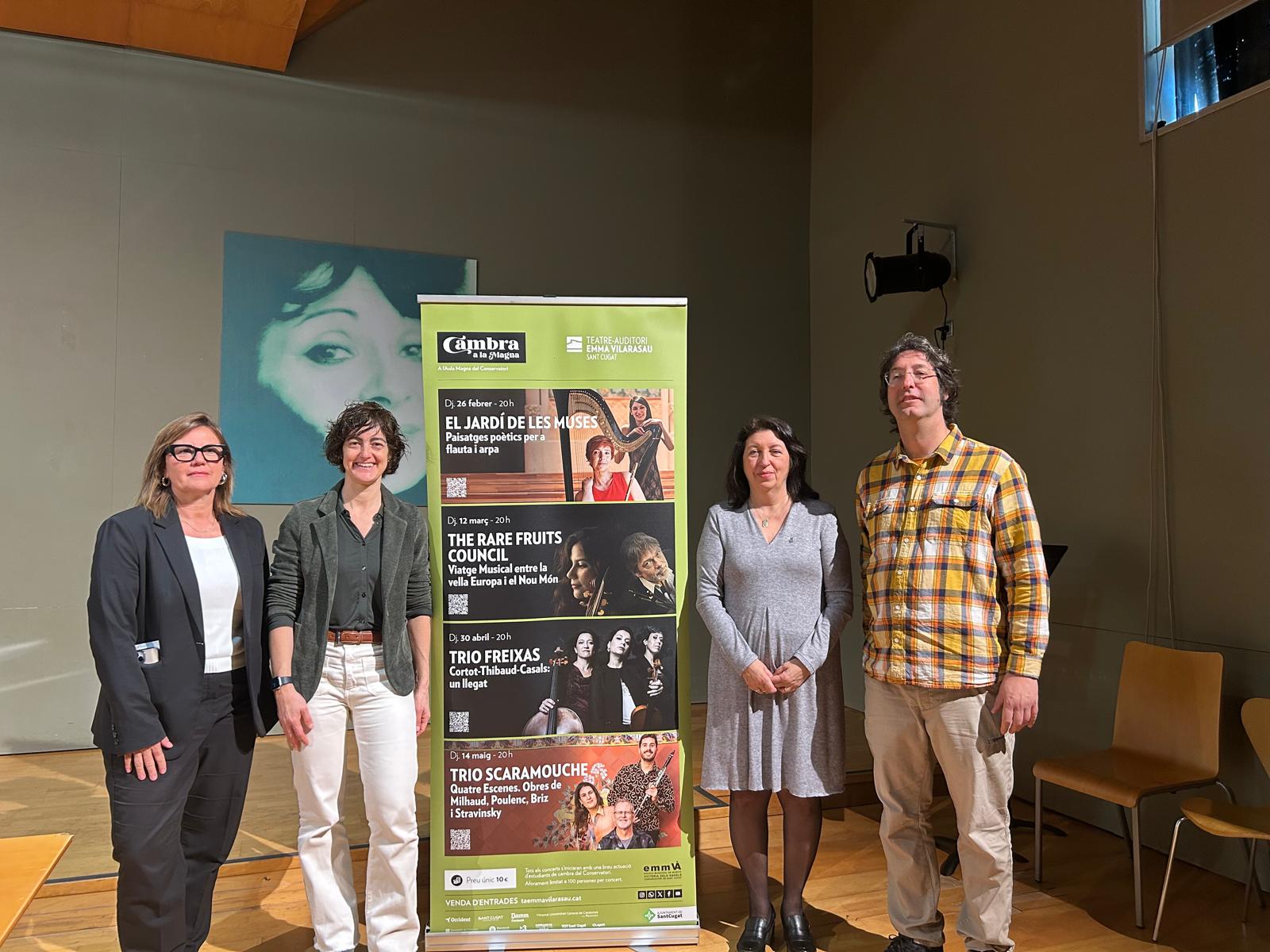 Núria Escamilla, Carme Ardid, Roger Roca i Maria Farriol a la presentació del cicle "Cambra a la Magna" FOTO: Elvira Gallardo (TOT Sant Cugat)