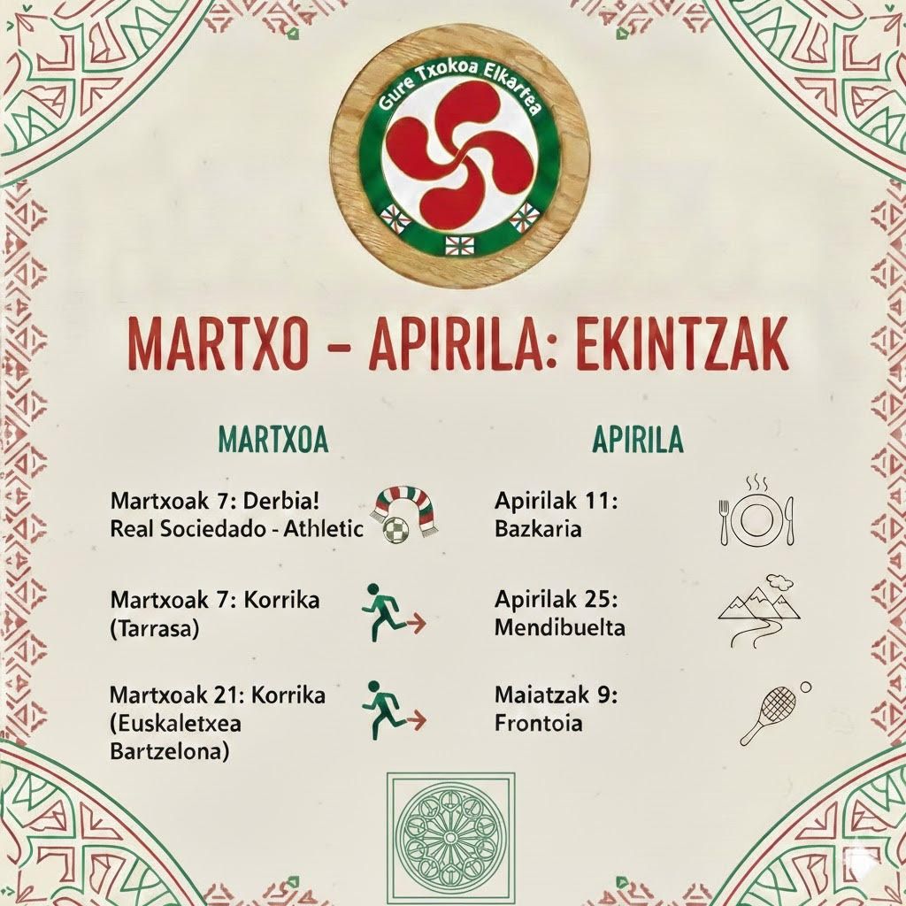 Cartell promocional de les activitats de Gure Txokoa FOTO: Cedida