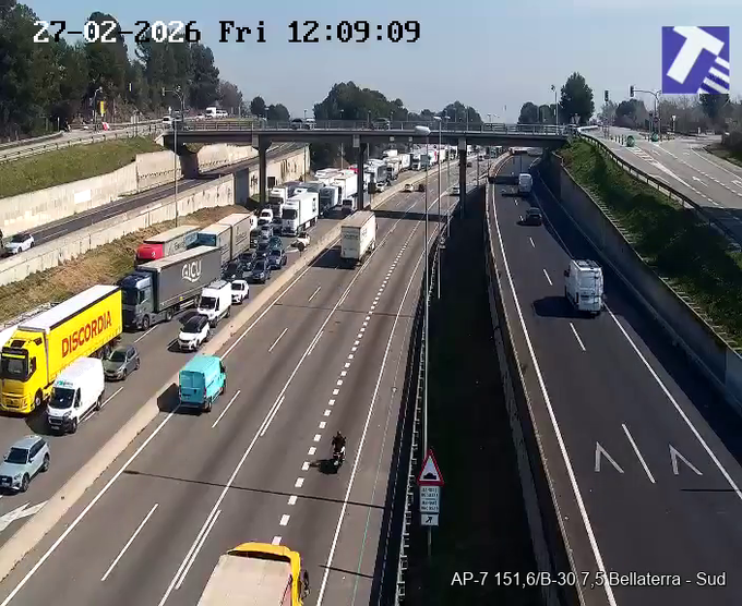 Imatge de l'AP-7 a Bellaterra sud. FOTO: Servei Català de Trànsit