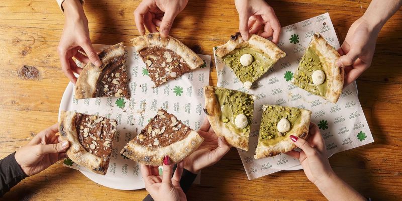 Pizza de crema de festucs i pizza de nutella vegana. FOTO: Cedida