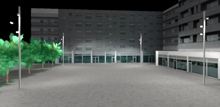 Render de la nova il·luminació a la plaça dels Rabassaires. FOTO: Ajuntament