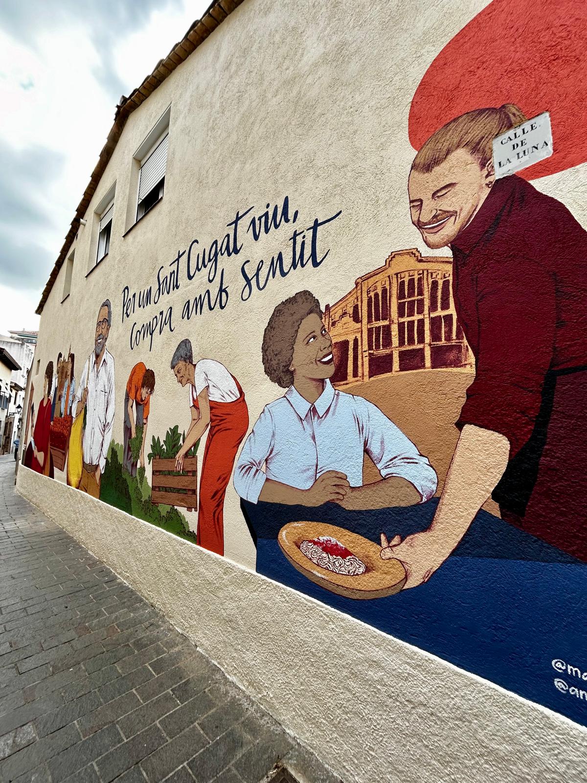 Mural per dinamitzar el comerç local a Sant Cugat. FOTO: Ajuntament. 