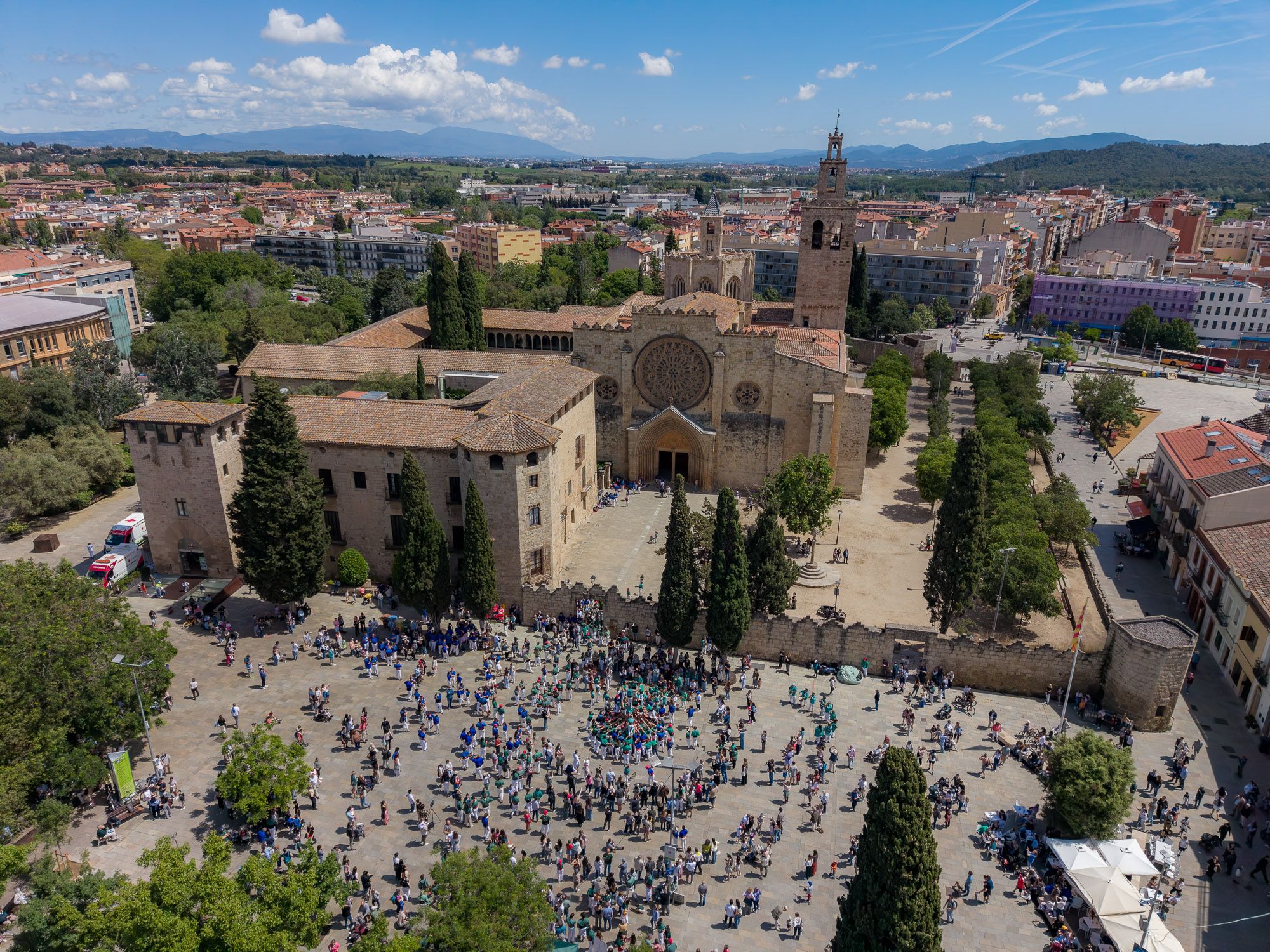 Diada castellera de Sant Ponç a vista de dron. FOTO: Jaume Benet (TOT Sant Cugat)