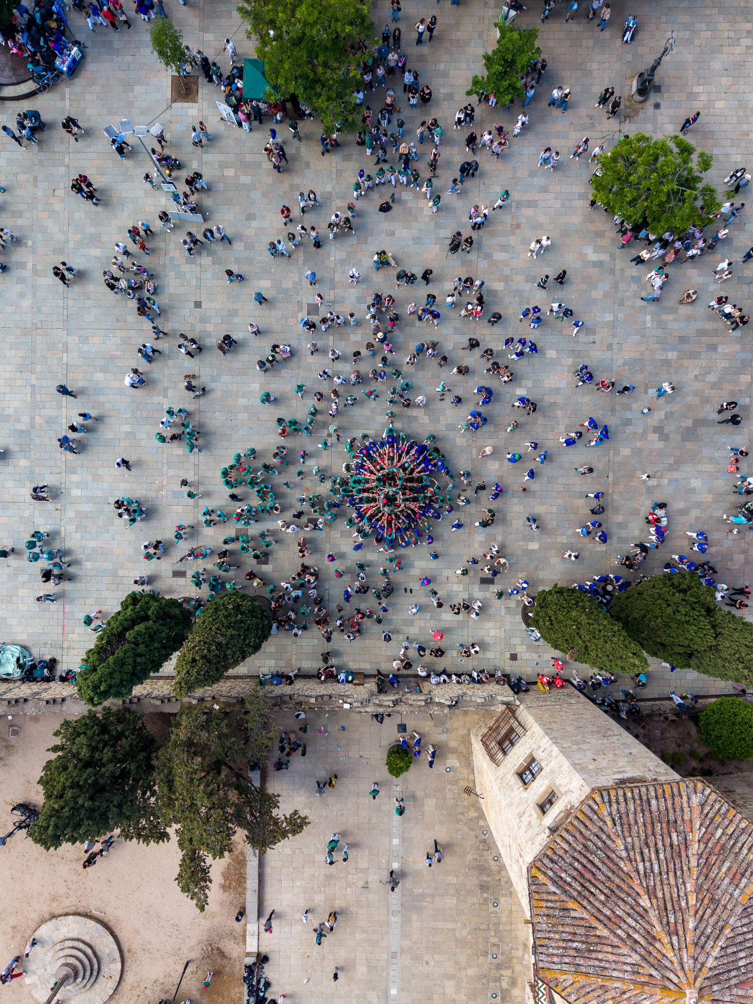 Diada castellera de Sant Ponç a vista de dron. FOTO: Jaume Benet (TOT Sant Cugat)