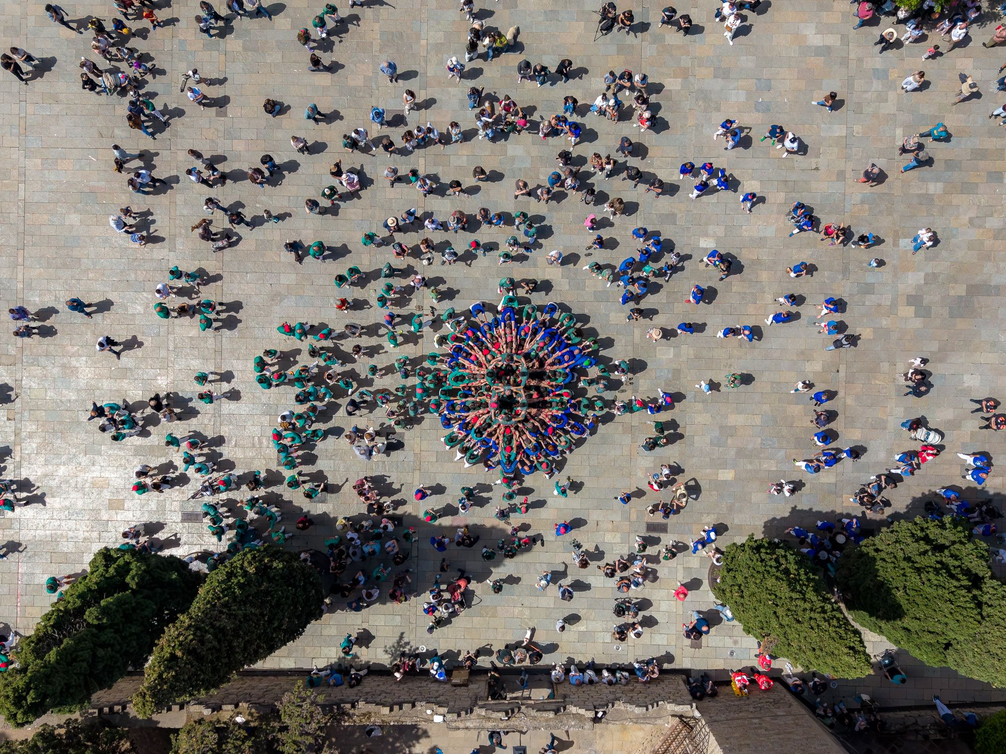 Diada castellera de Sant Ponç a vista de dron. FOTO: Jaume Benet (TOT Sant Cugat)
