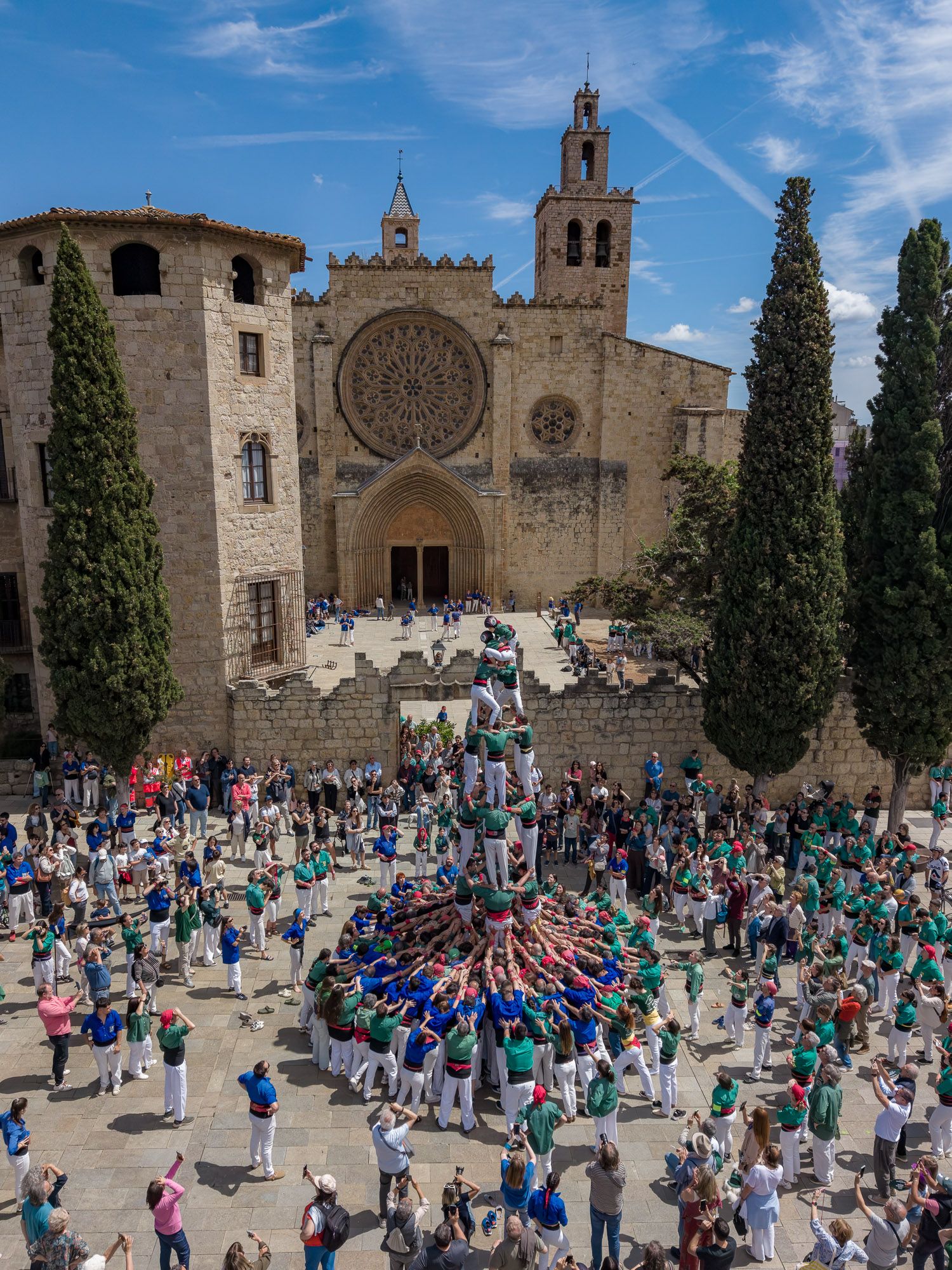 Diada castellera de Sant Ponç a vista de dron. FOTO: Jaume Benet (TOT Sant Cugat)