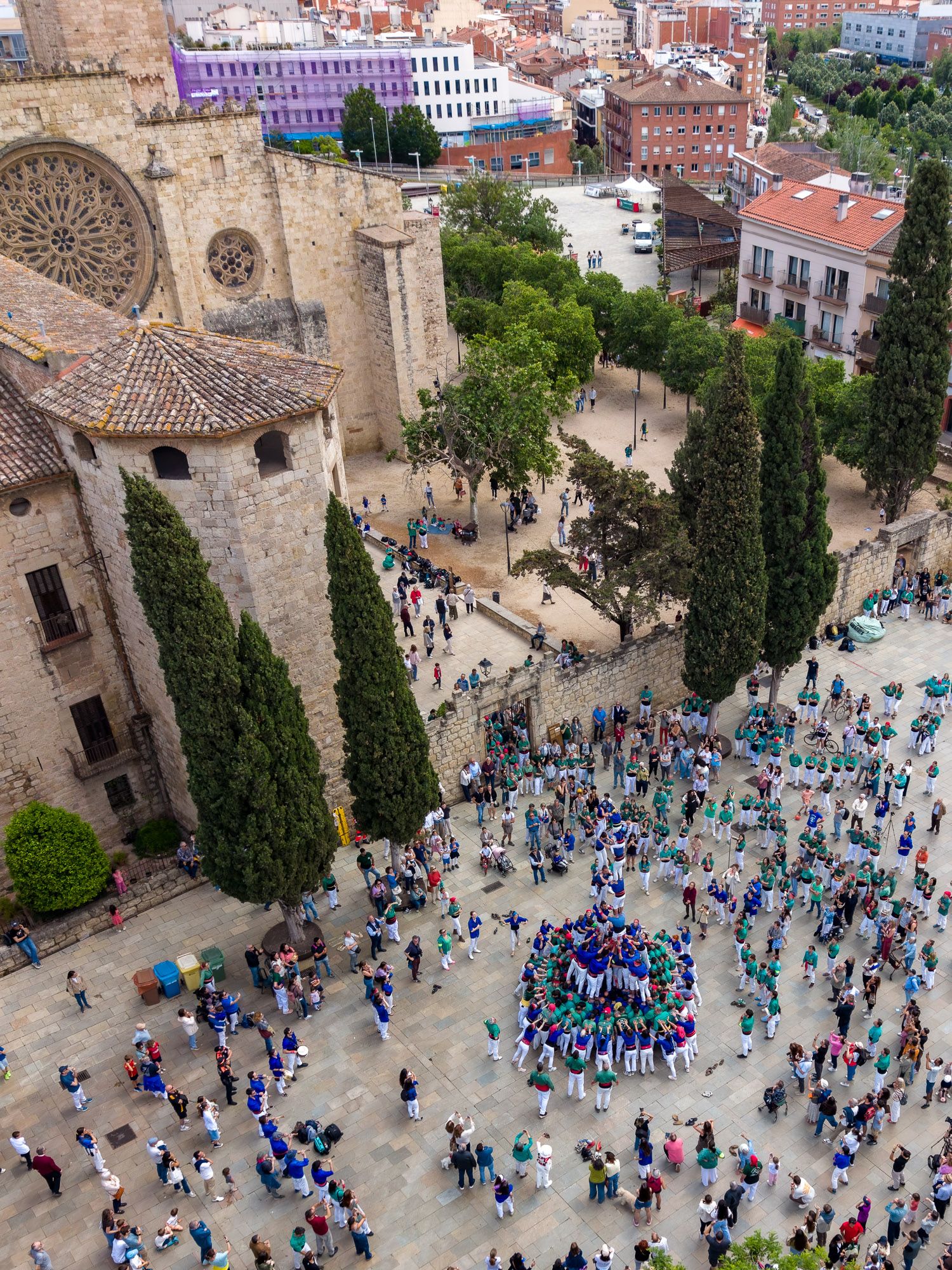 Diada castellera de Sant Ponç a vista de dron. FOTO: Jaume Benet (TOT Sant Cugat)