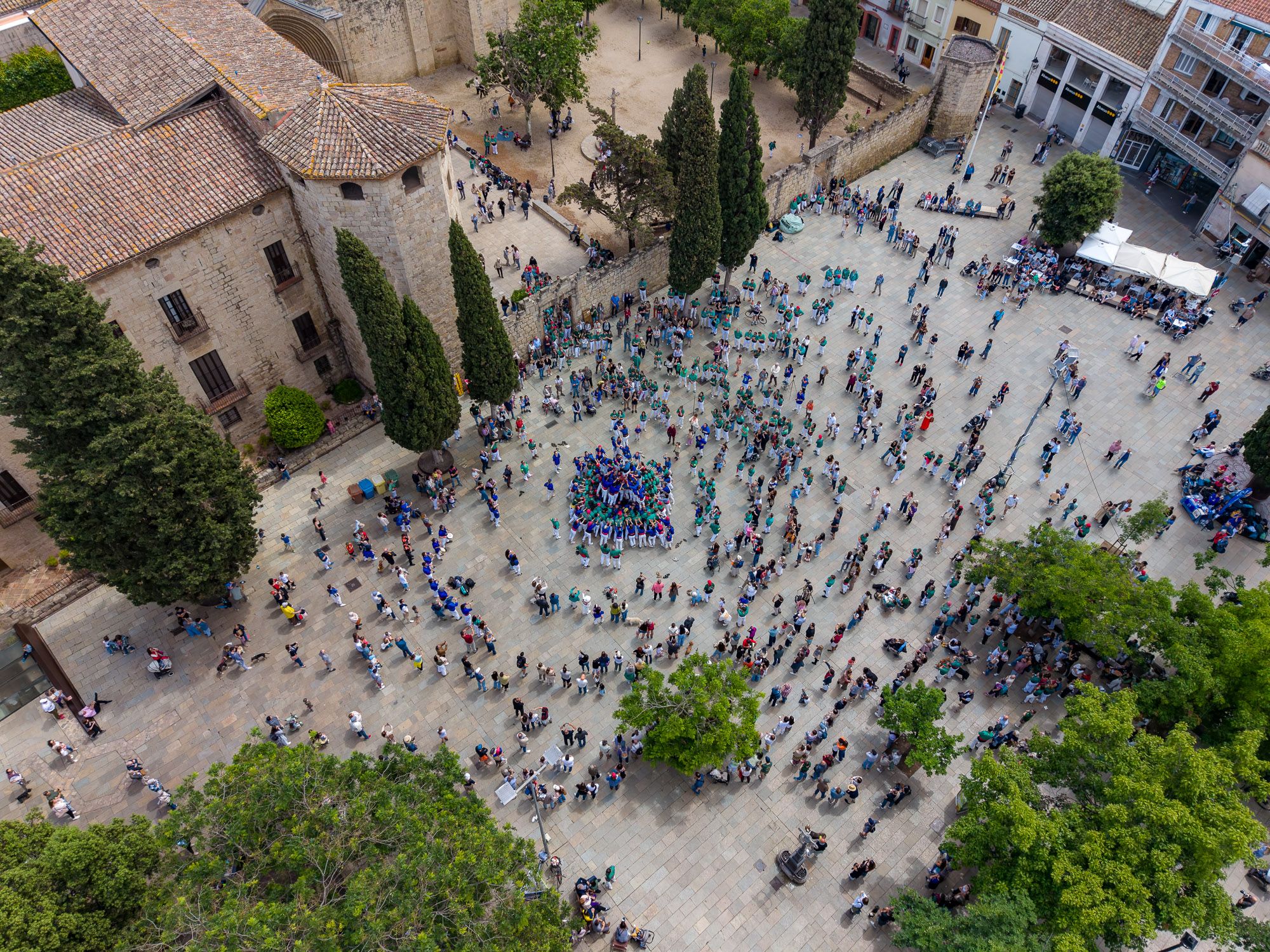 Diada castellera de Sant Ponç a vista de dron. FOTO: Jaume Benet (TOT Sant Cugat)