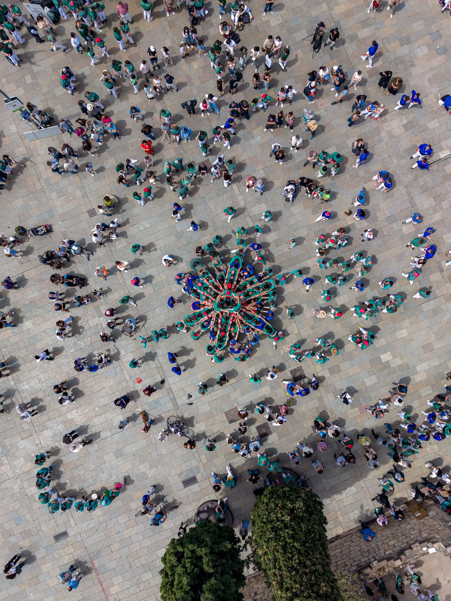 Diada castellera de Sant Ponç a vista de dron. FOTO: Jaume Benet (TOT Sant Cugat)