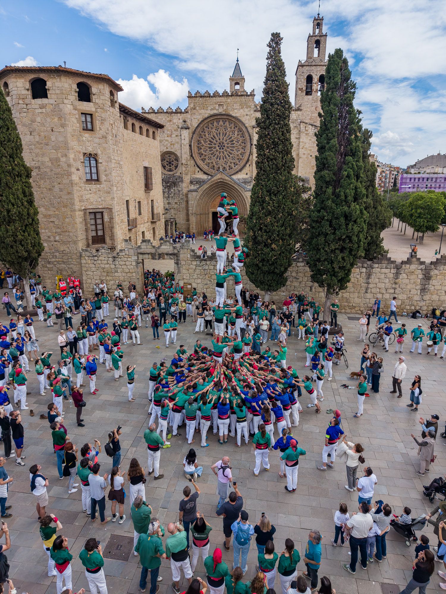 Diada castellera de Sant Ponç a vista de dron. FOTO: Jaume Benet (TOT Sant Cugat)