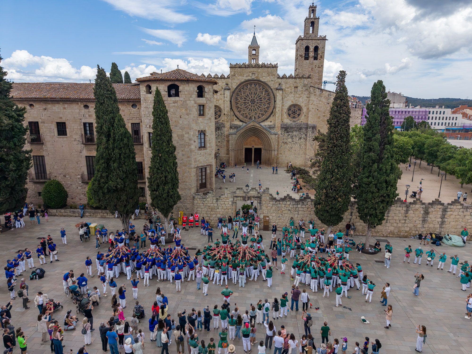 Diada castellera de Sant Ponç a vista de dron. FOTO: Jaume Benet (TOT Sant Cugat)