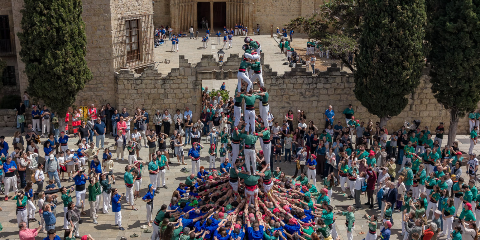 Diada castellera de Sant Ponç a vista de dron. FOTO: Jaume Benet (TOT Sant Cugat)